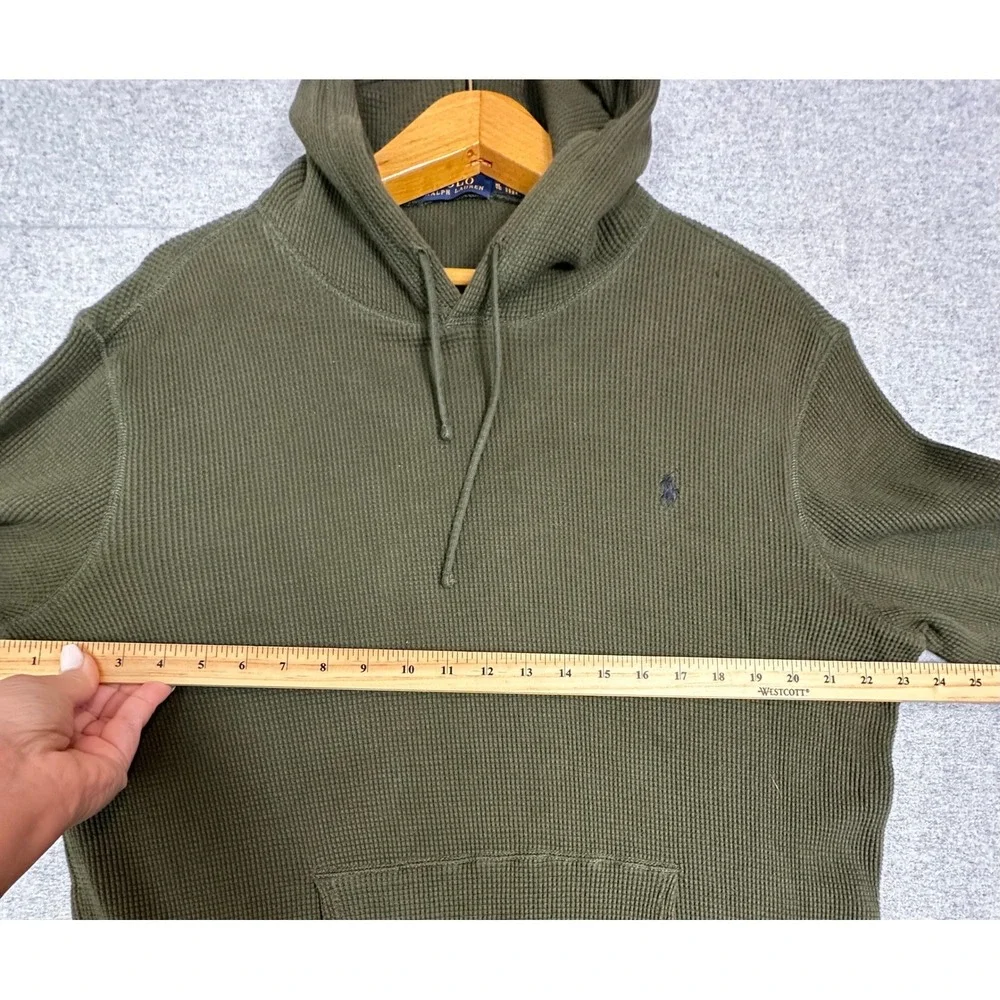 Polo Ralph Lauren Waffle Knit Hoodie XL Olive Green Military Thermal Pony Logo